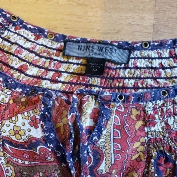 Nine West Navy and Red Paisley Blouse - Picture 4 of 8